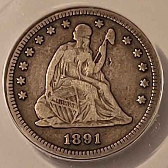 1891 S Seated Liberty Quarter VF20 ANACS Toned - Picture 3 of 4